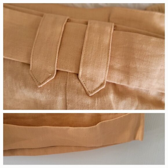 Farm Rio Womens Tan/Beige Tailored Linen Belted Paperbag Shorts -XL - Picture 7 of 9